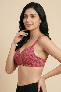 Zivame Padded Regular Wired 3/4th Coverage Tshirt Bra - Red Flowy Floral — thumbnail 3